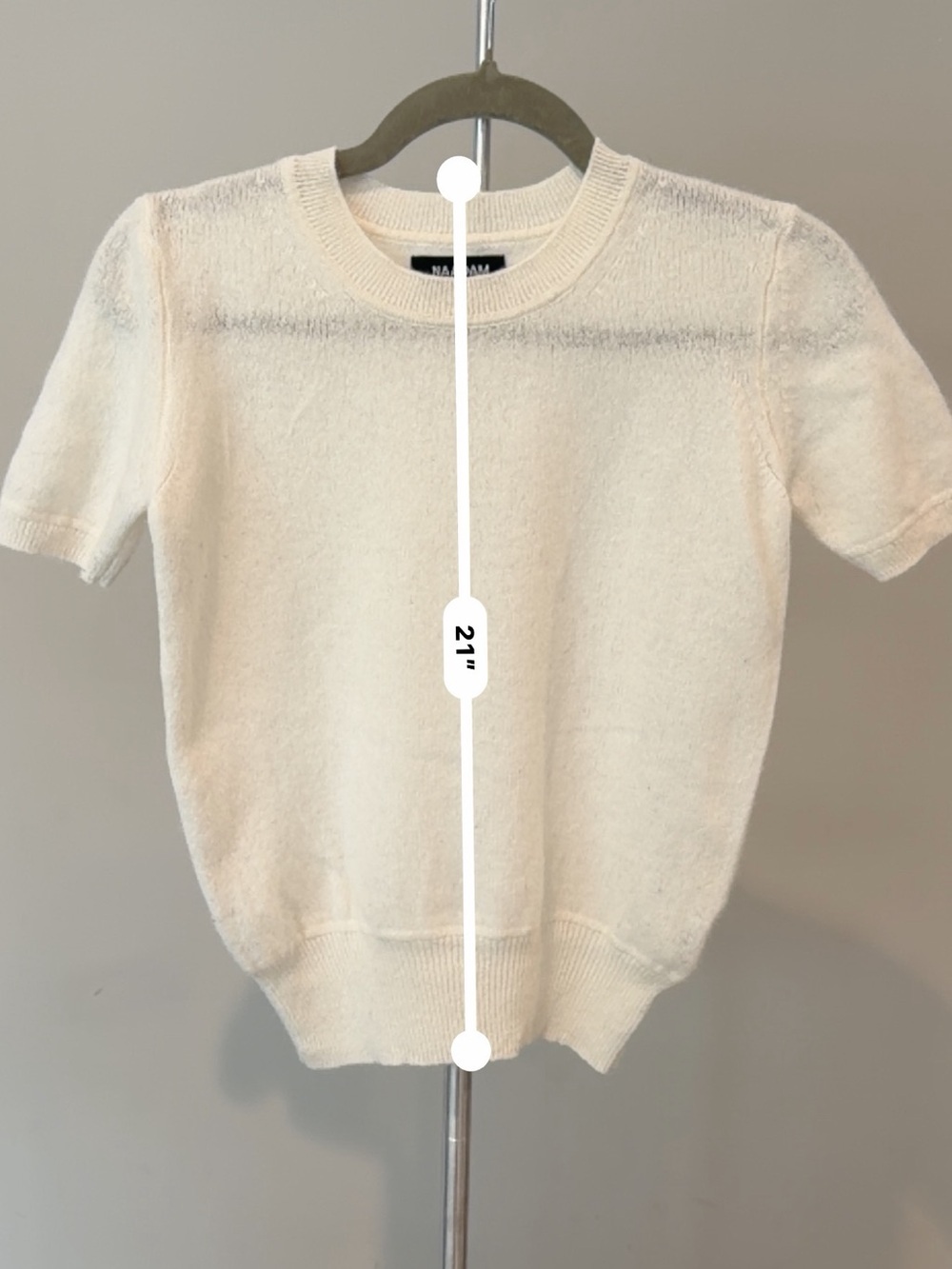 Naadam 100% Cashmere Short Sleeve Sweater Ivory Cream Size Small - Picture 7 of 9